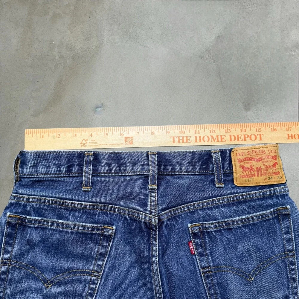 Y2K Levi 517 Bootcut Jeans Mens 34x30 Blue Dark wash Vintage Western Baggy Denim